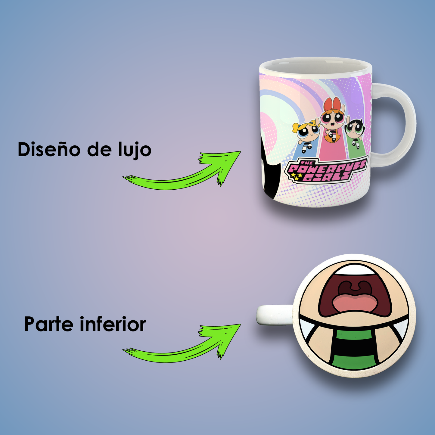 Taza de Cerámica 11 oz con Diseño Inspirado en Tres Heroínas Animadas | Impresión HD | Ideal para Regalo