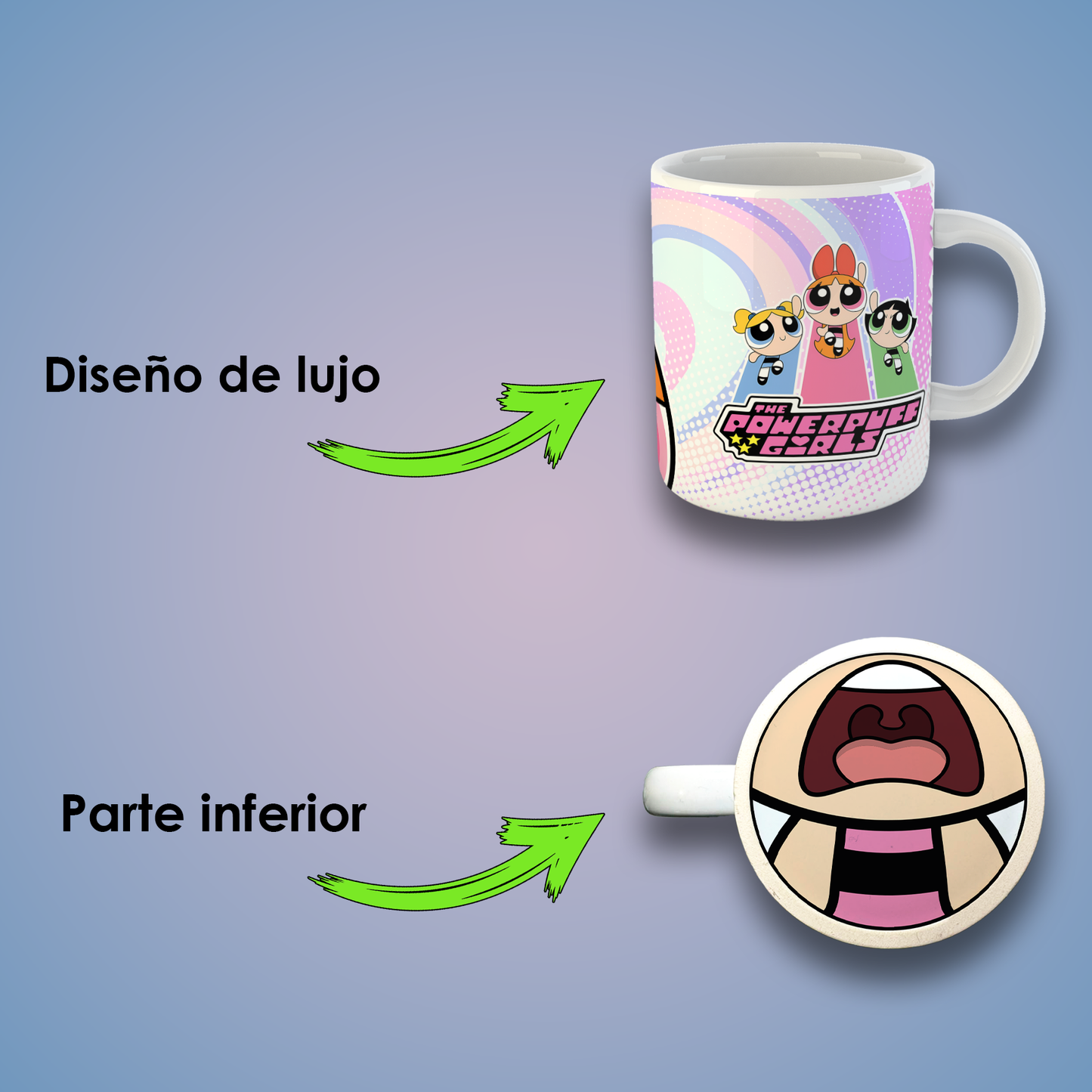 Taza de Cerámica 11 oz con Diseño Inspirado en Tres Heroínas Animadas | Impresión HD | Ideal para Regalo