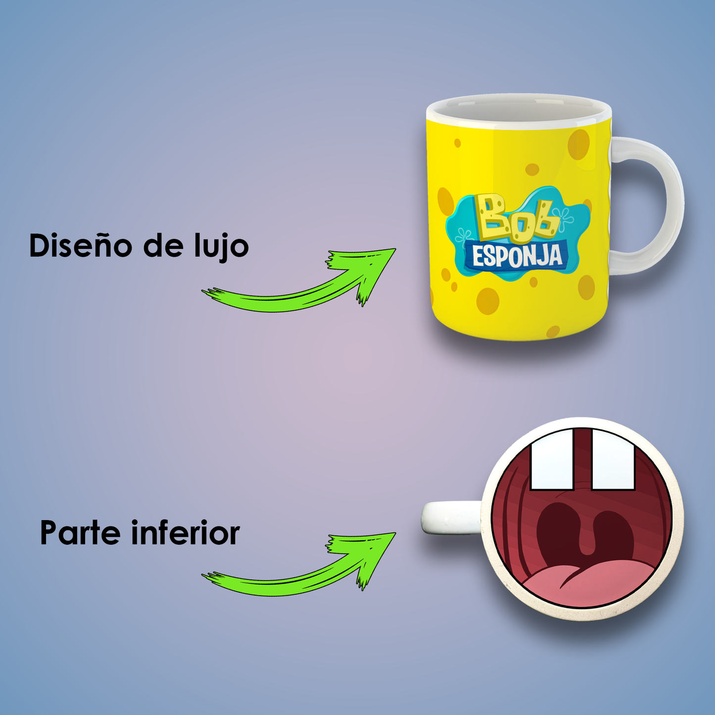 Taza de Cerámica 11 oz con Diseño Inspirado en una Esponja Marina y su Mejor Amigo | Impresión HD | Ideal para Regalo