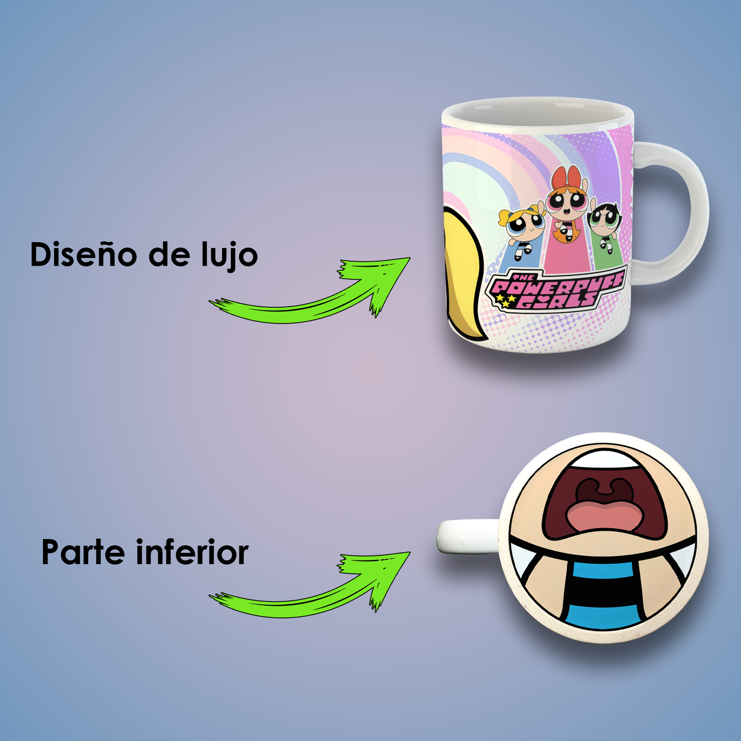 Taza de Cerámica 11 oz con Diseño Inspirado en Tres Heroínas Animadas | Impresión HD | Ideal para Regalo