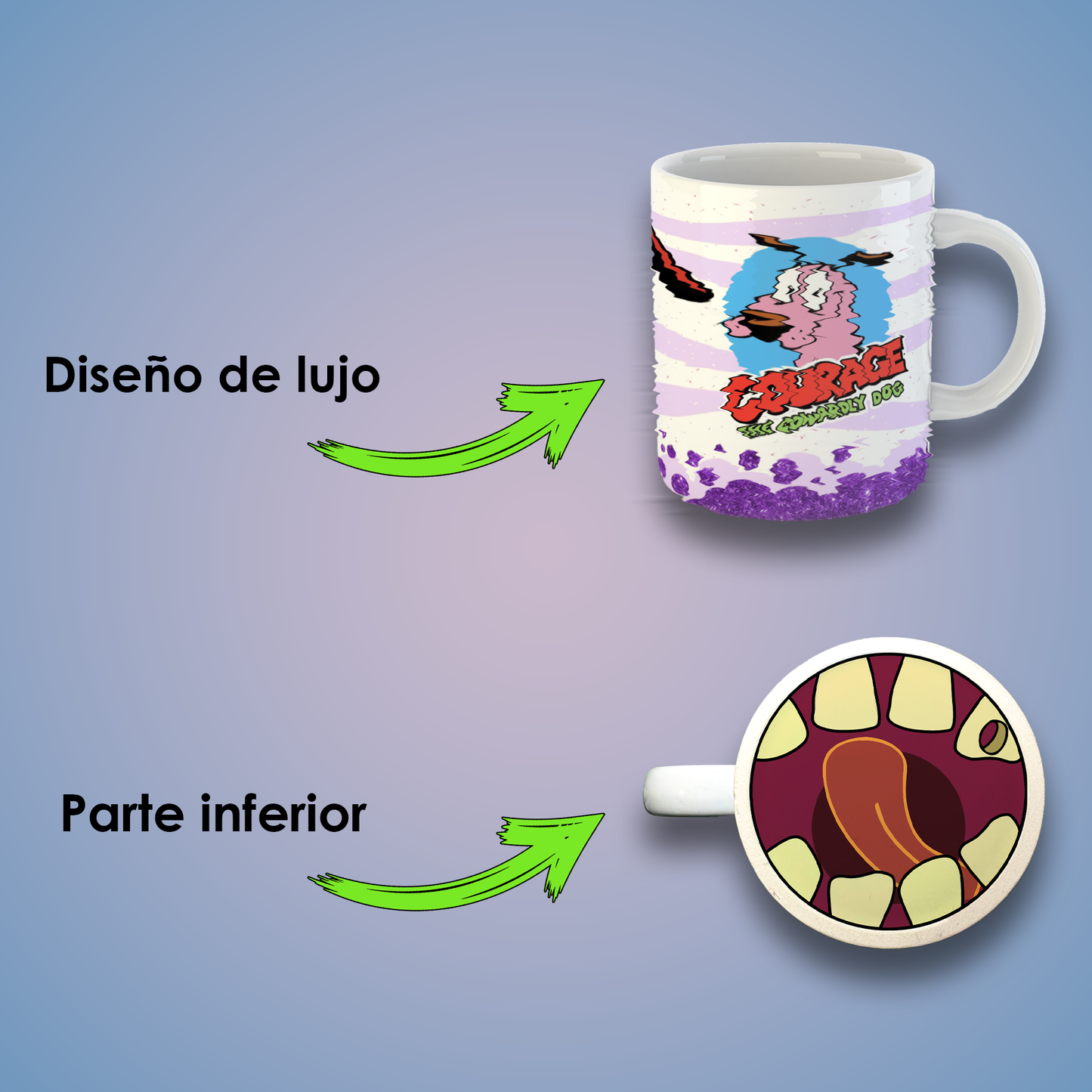 Taza de Cerámica 11 oz Inspirada en un Perro Valiente de la Animación Clásica | Impresión HD | Diseño Coleccionable