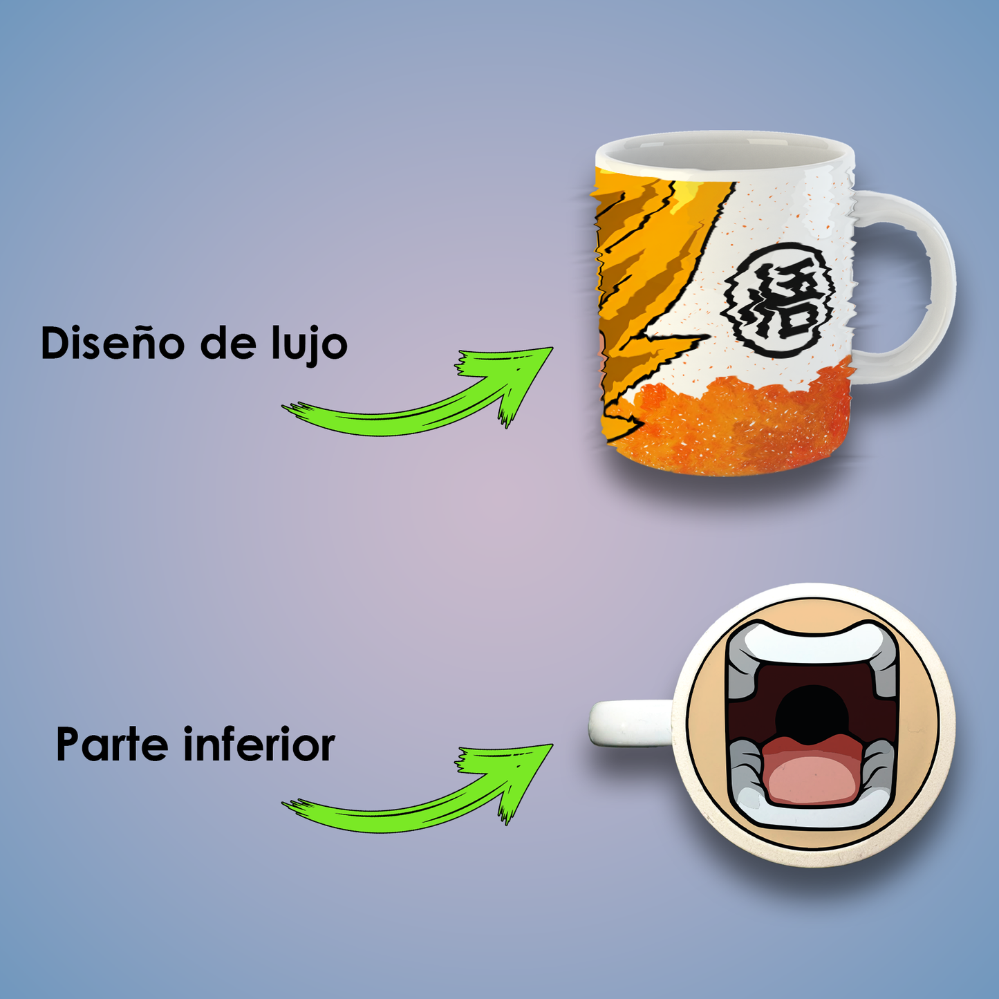Taza de Cerámica 11 oz Inspiradas en Poderosos Guerreros de un Clásico Anime | Impresión HD | Diseño Coleccionable