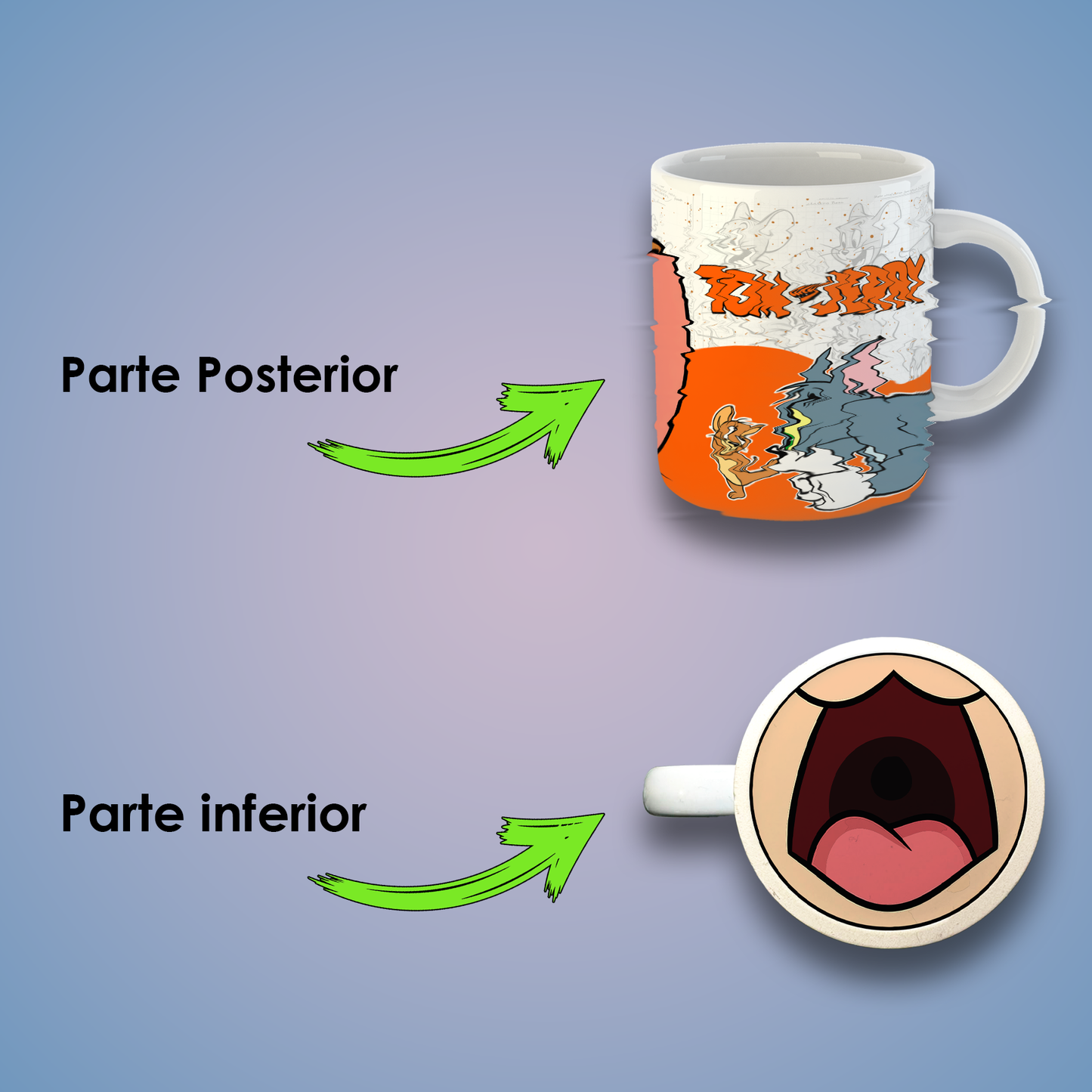 Taza de Cerámica 11 oz Inspirada en un Icónico Gato y Ratón de la Animación Clásica | Impresión HD | Diseño Coleccionable