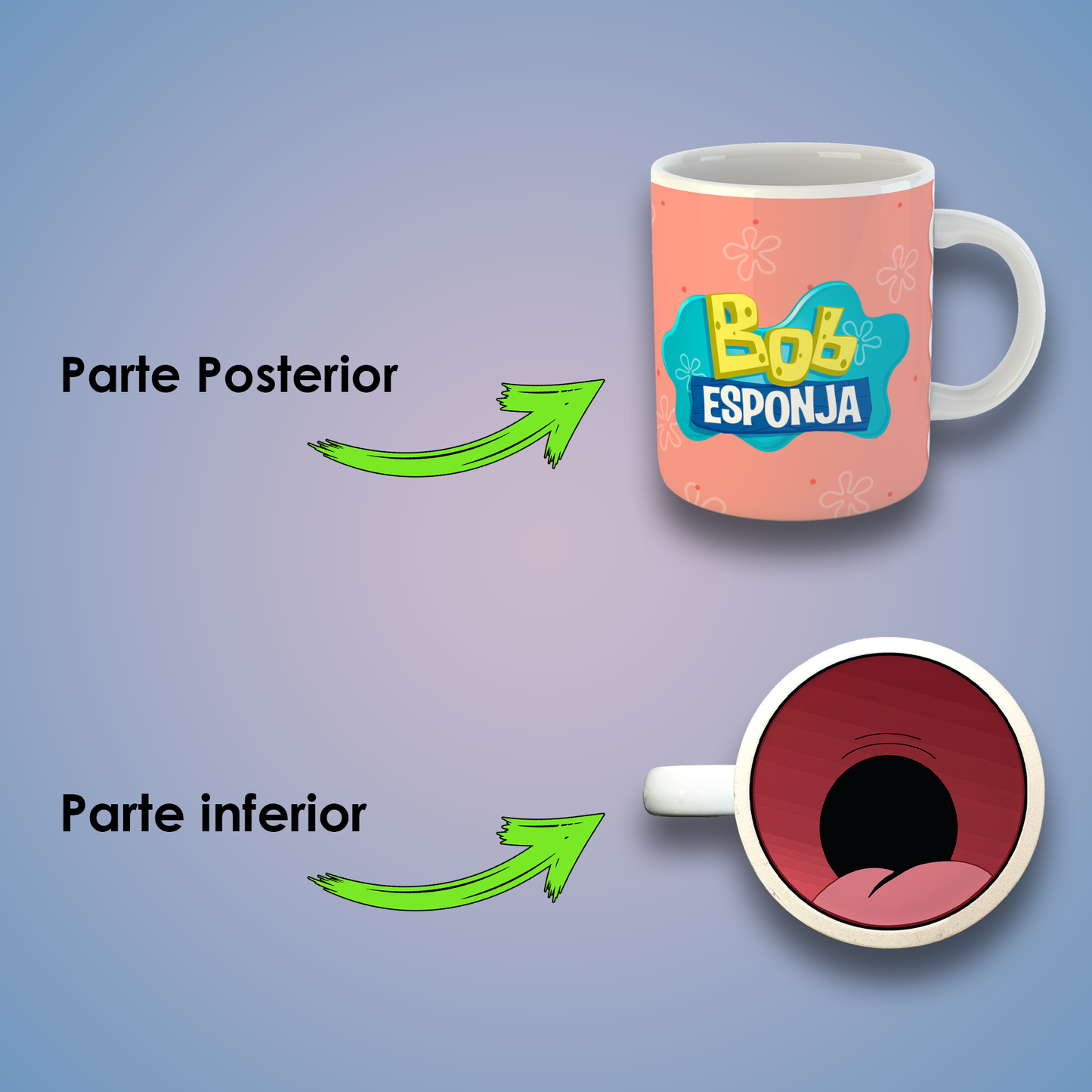 Taza de Cerámica 11 oz con Diseño Inspirado en una Esponja Marina y su Mejor Amigo | Impresión HD | Ideal para Regalo