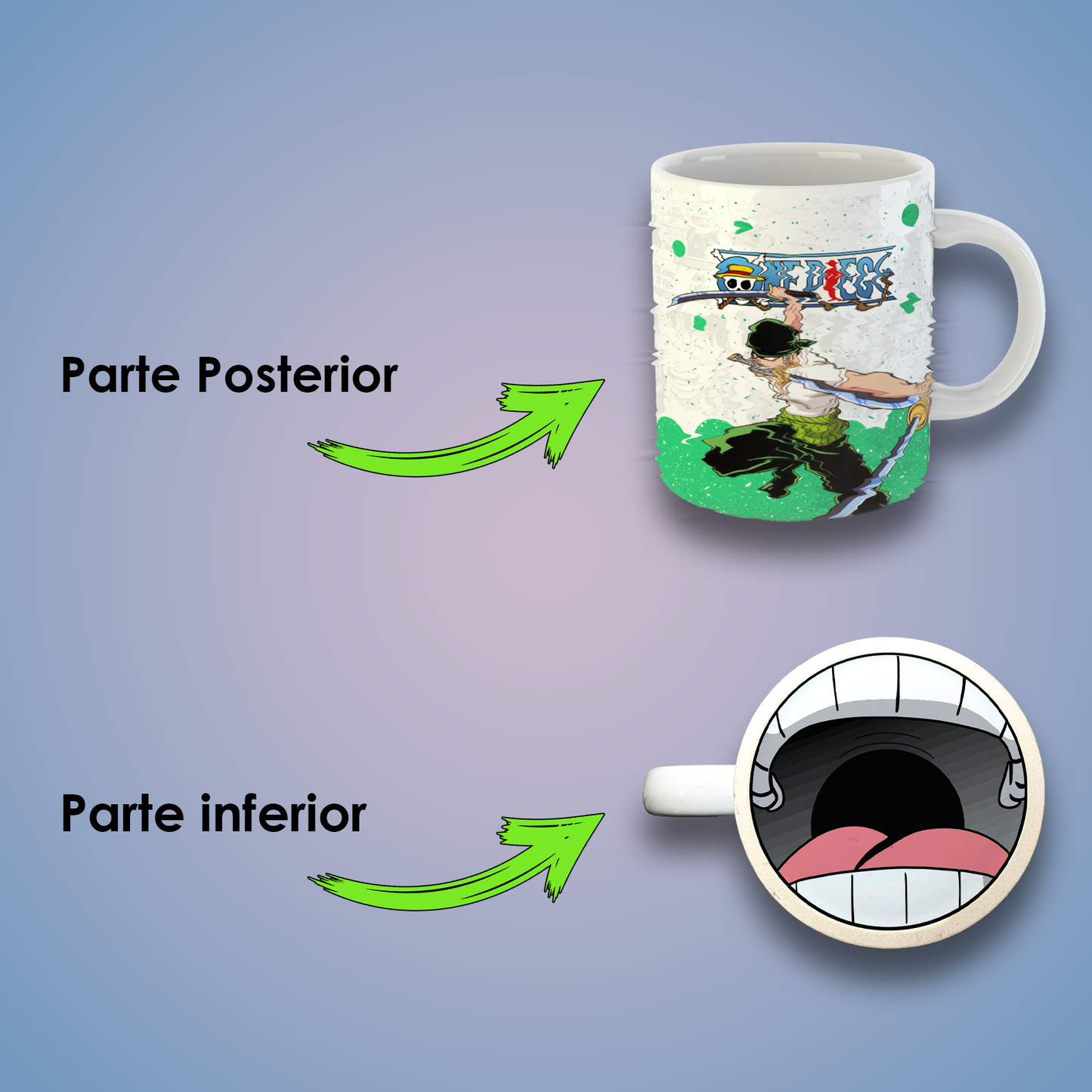 Taza de Cerámica 11 oz Inspirada en Dos Legendarios Piratas del Anime | Impresión HD | Diseño Coleccionable